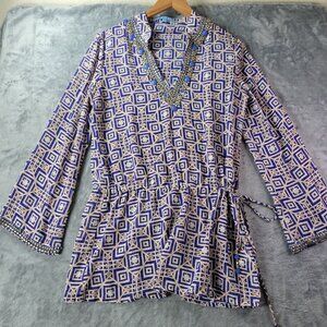 Antonio Melani Womens‎ s Swimsuit Cover Up White Eyelet Tunic Dress Resort Beach